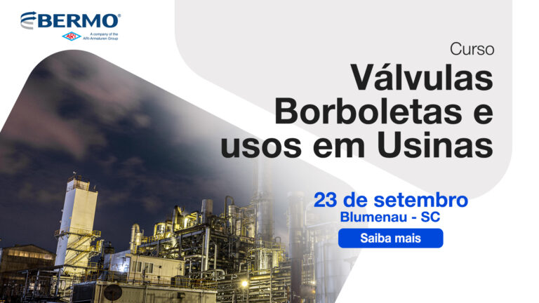 Imagem com informações a respeito de um workshop de Válvulas Borboletas e usos em Usinas - Blumenau - SC