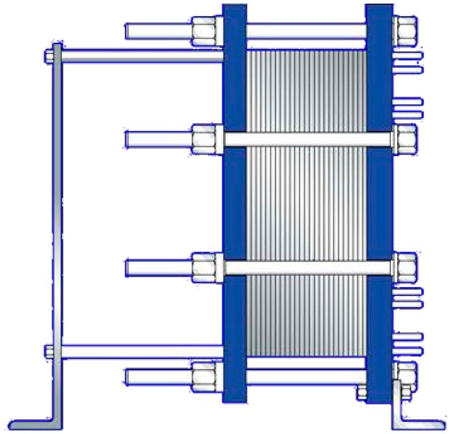 Desenho lateral de Trocador de Calor a Placas - PHE