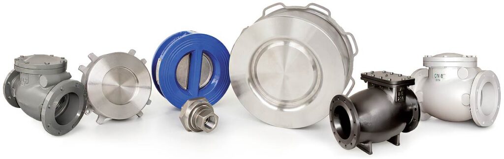 Variedade de modelos de válvulas de retenção para cada aplicação industrial.